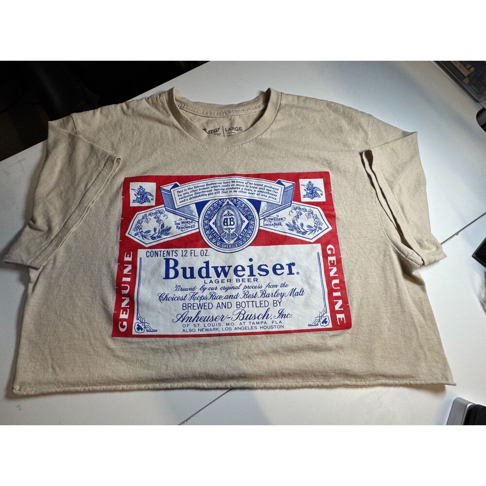 Y2K Budweiser beer label crop tee Large